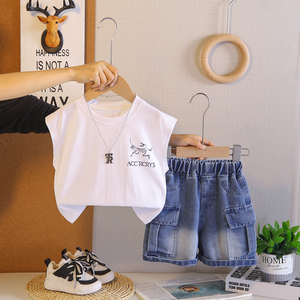 Baby clothes thin sleeveless two-piece set