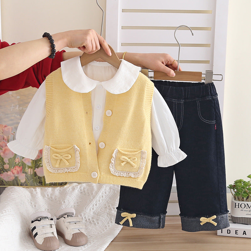 3-piece vest baby clothes cardigan set