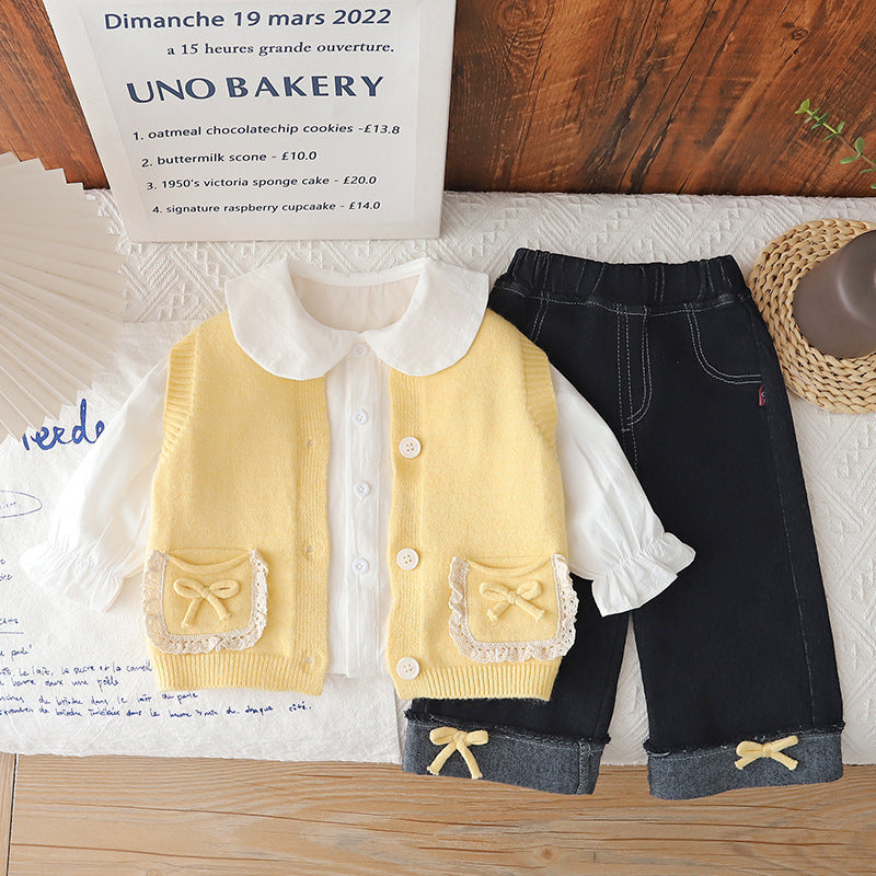 Cozy Cub Baby 3-Piece Vest & Cardigan Set – Layered Infant Outfit