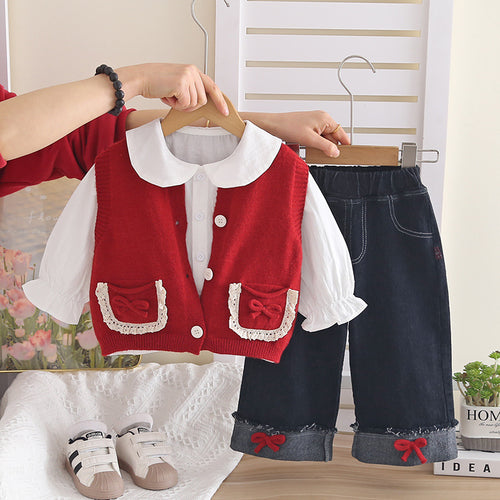 3-piece vest baby clothes cardigan set