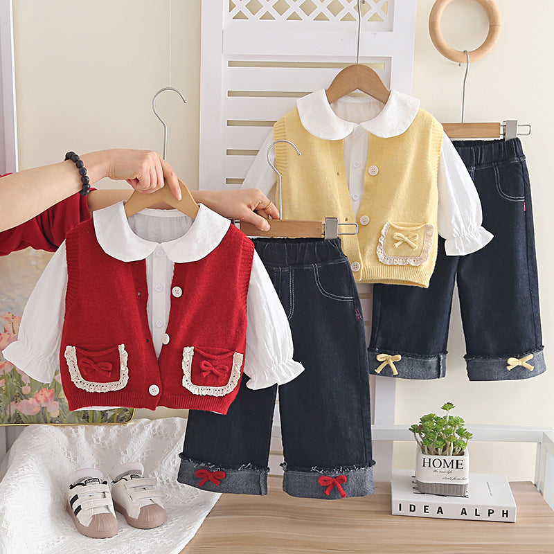 3-piece vest baby clothes cardigan set