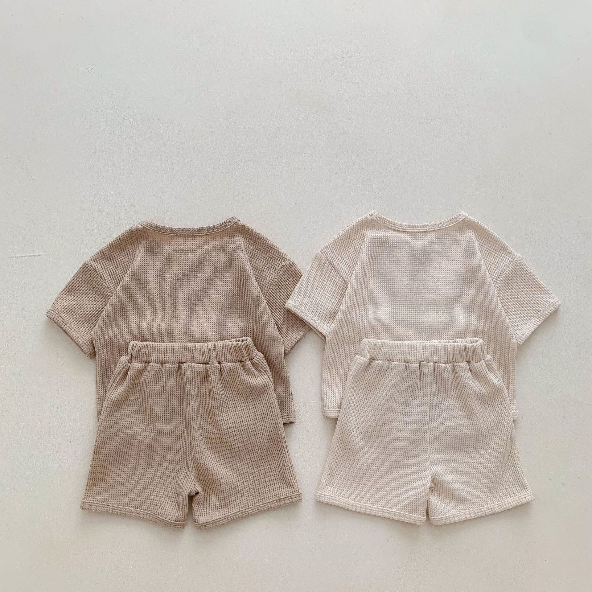 Waffle Knit Bear Print Top & Shorts Set