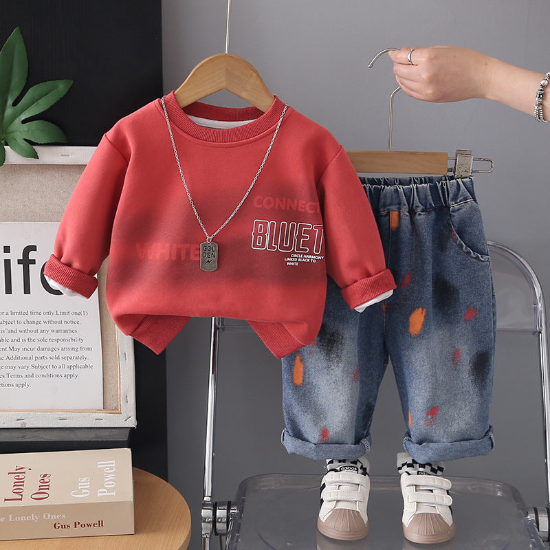 Two piece hoodie set for baby clothes