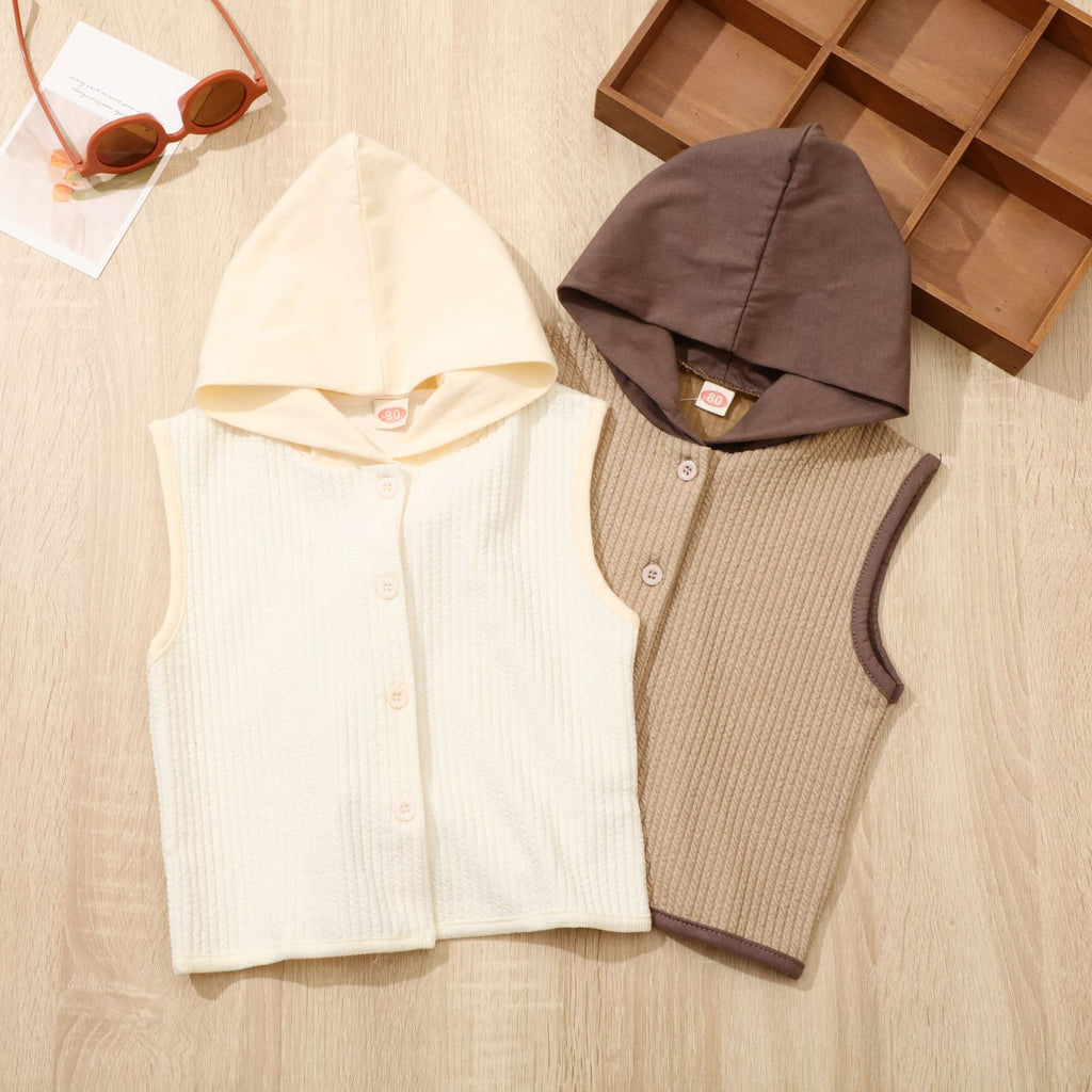 Baby Hooded Sleeveless Jacket, Trendy Baby Cardigan