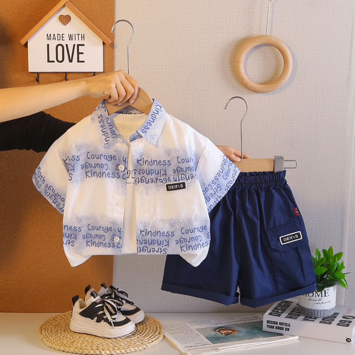Letter shirt three piece set of baby clothes