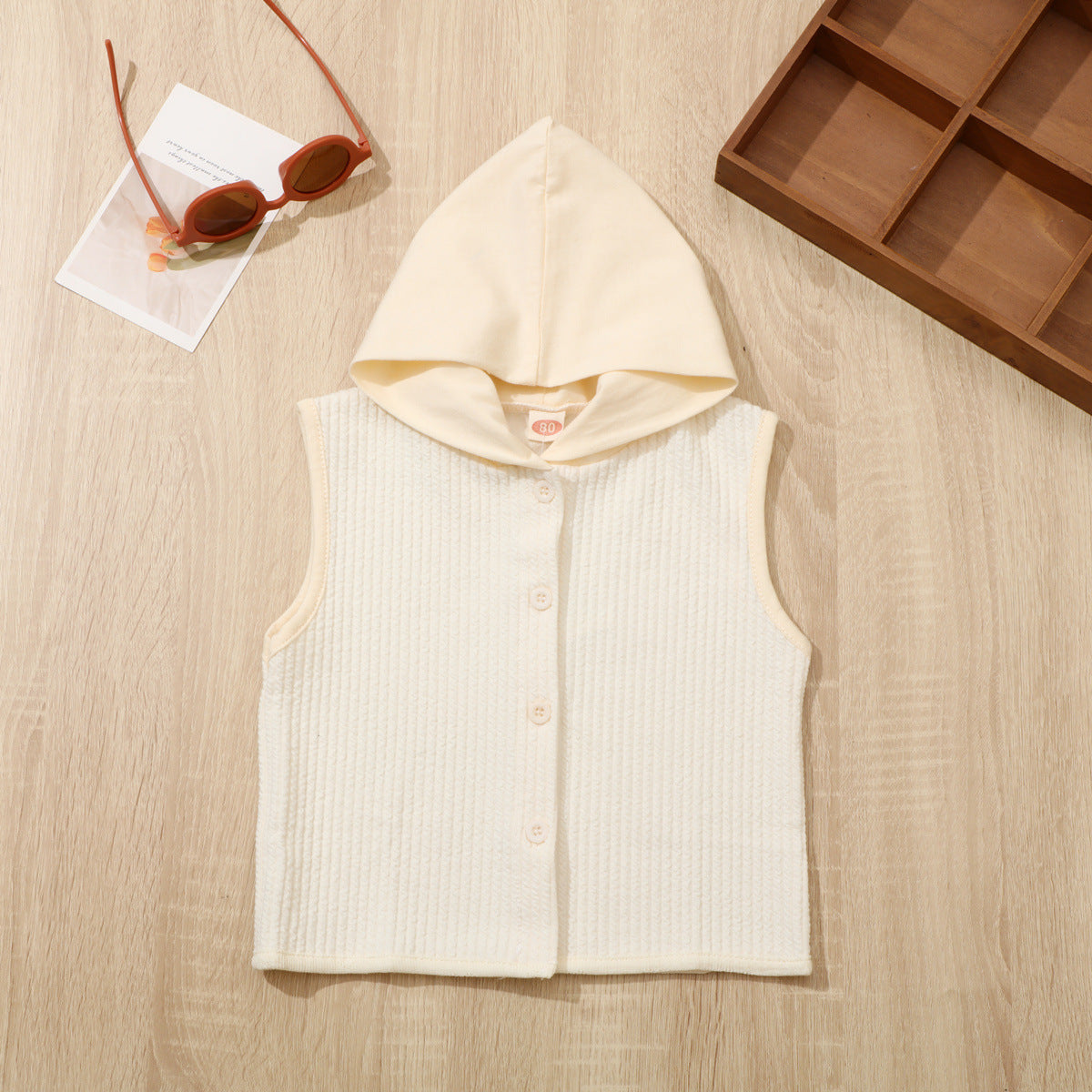 Baby Hooded Sleeveless Jacket, Trendy Baby Cardigan