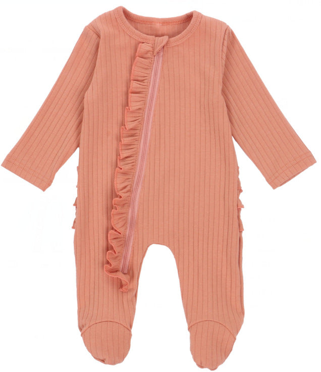 Orange Cozy Cub baby long sleeve cotton romper for crawling, warm autumn winter one-piece, soft and comfortable for infants.