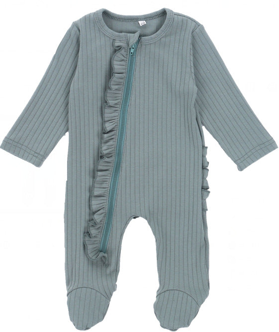 Cozy Cub orange baby long sleeve romper, soft cotton one-piece for crawling and warmth in autumn and winter.
