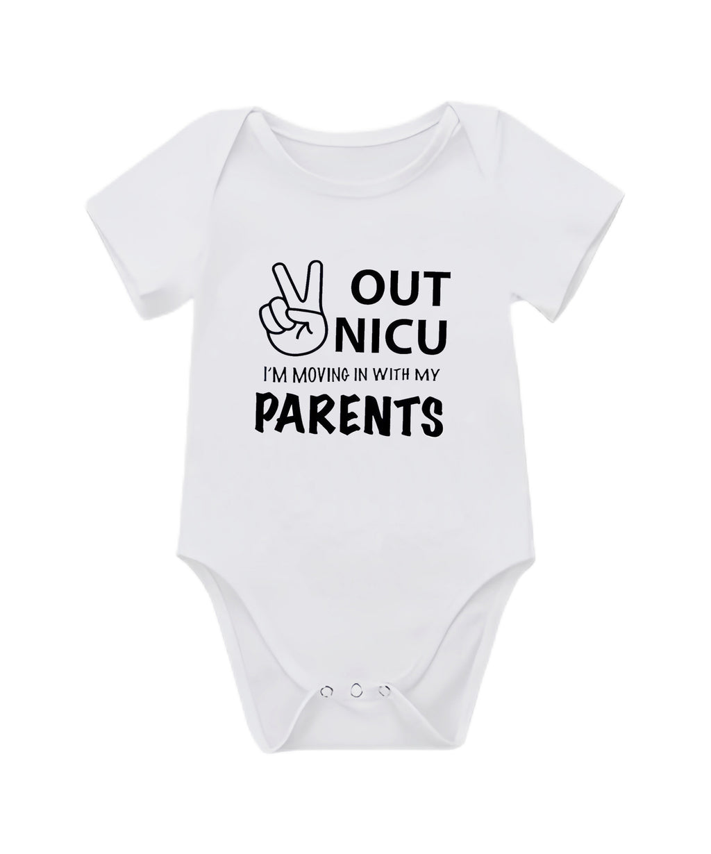 Soft cotton Cozy Cub newborn onesie for babies aged 0-3 months, featuring short sleeves and a comfortable summer romper design.