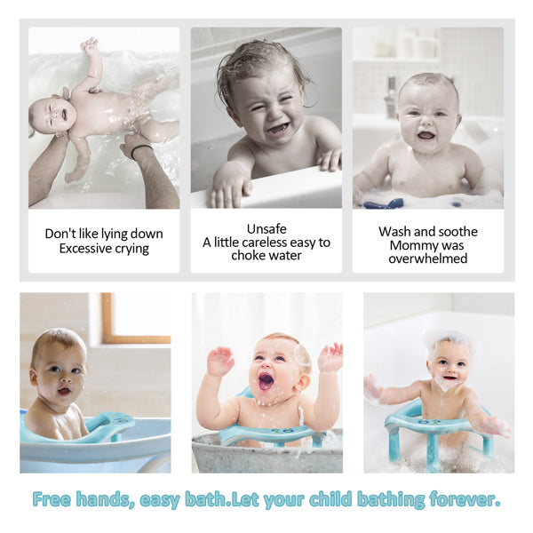 Blue Cozy Cub Baby Bath Chair, supportive infant bathing seat with safe, comfortable design for gentle bathing.