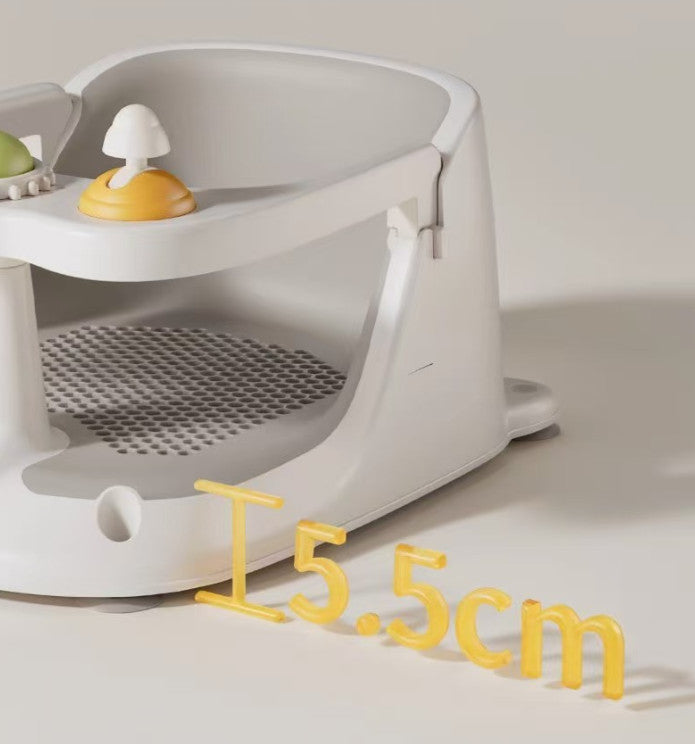 Cozy Cub baby bath seat with non-slip suction cups and temperature display, designed for safe, comfortable bathing for infants.