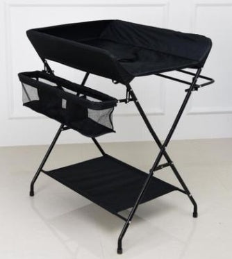 Dark grey Cozy Cub foldable baby diaper changing table, portable and compact baby furniture for convenient diaper changes.