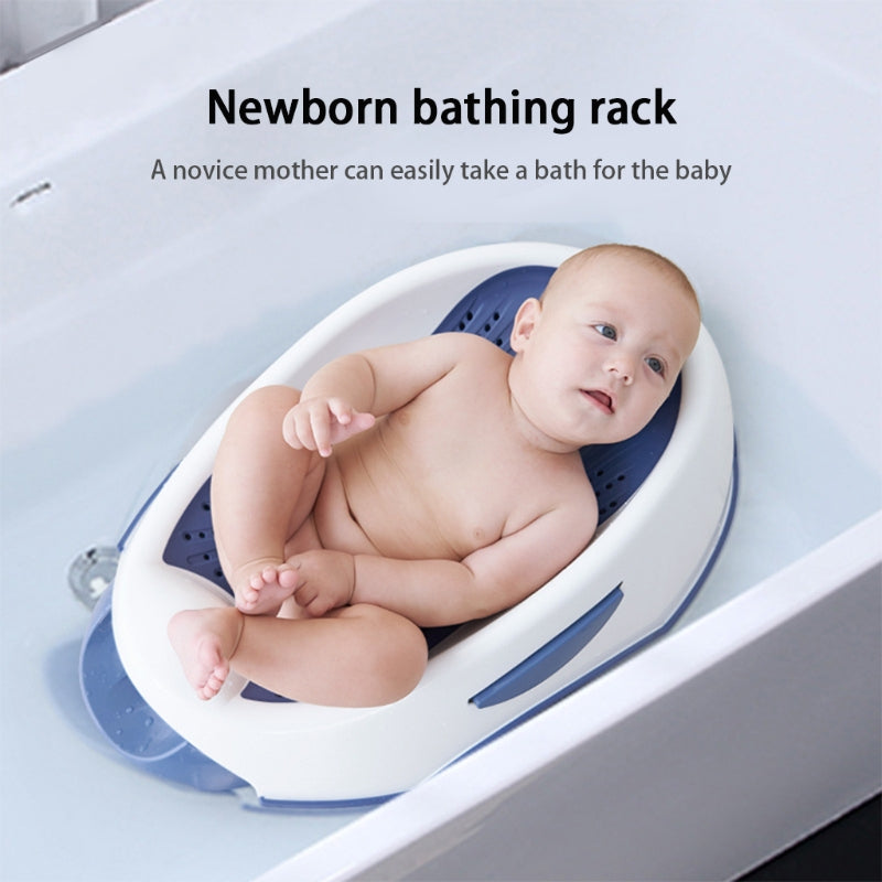 Blue Cozy Cub Baby Bath Stand for newborn toiletries, featuring an organized bath accessory storage solution.