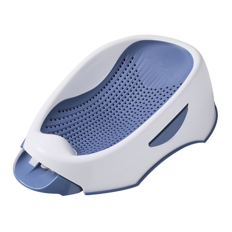 Blue Cozy Cub Baby Bath Stand for newborn toiletries, organized with bathroom essentials for safe, easy bathing.