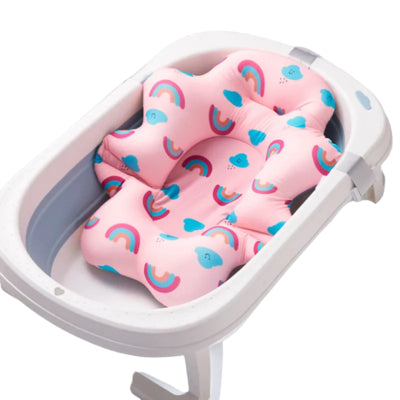 Cozy Cub baby bath mat in orange with pig design, non-slip safety surface for infant tubs, soft and secure bath time.
