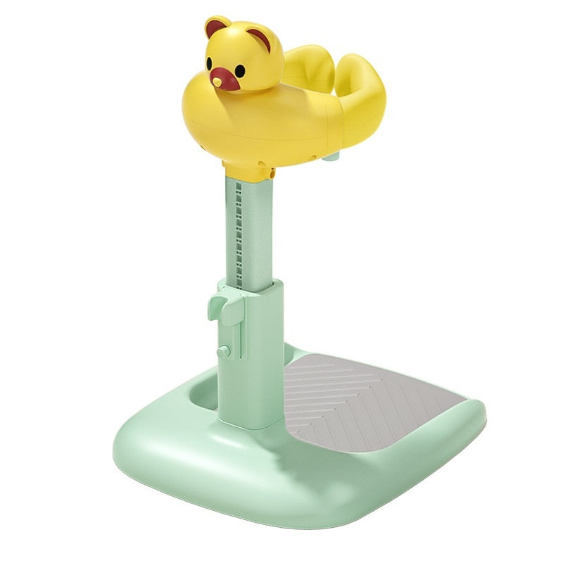 Cozy Cub Baby Bathtub Stand in yellow, designed for safe standing support during bath time for infants.