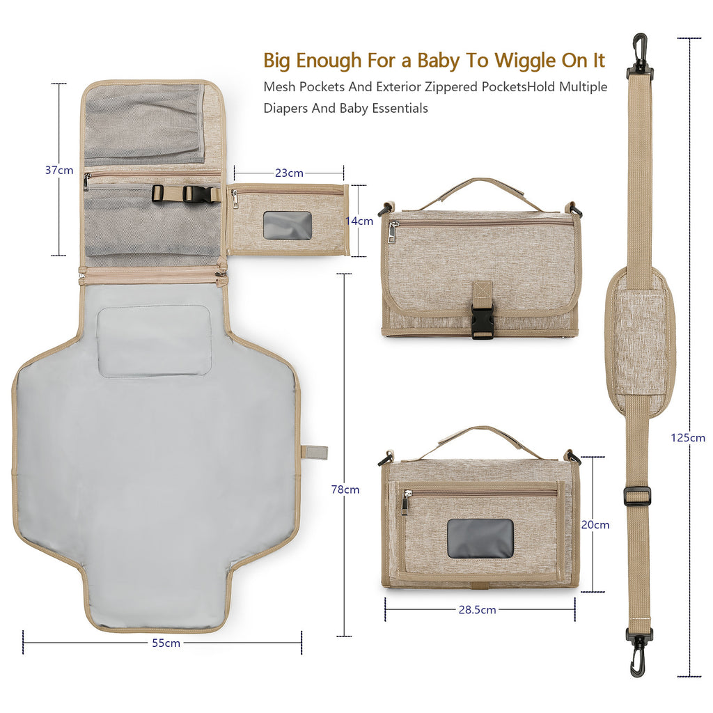 Gray Cozy Cub waterproof baby diaper pad, portable folding changing mat, ideal for on-the-go diaper changes.