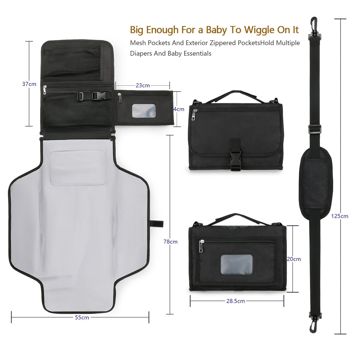 Gray Cozy Cub waterproof baby diaper pad, portable folding changing mat for diaper accessories, lightweight and easy to clean.