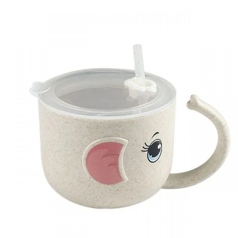 Cozy Cub Baby Straw Mug, spill-proof silicone feeding bottle in beige, designed for easy feeding and grip for little ones.