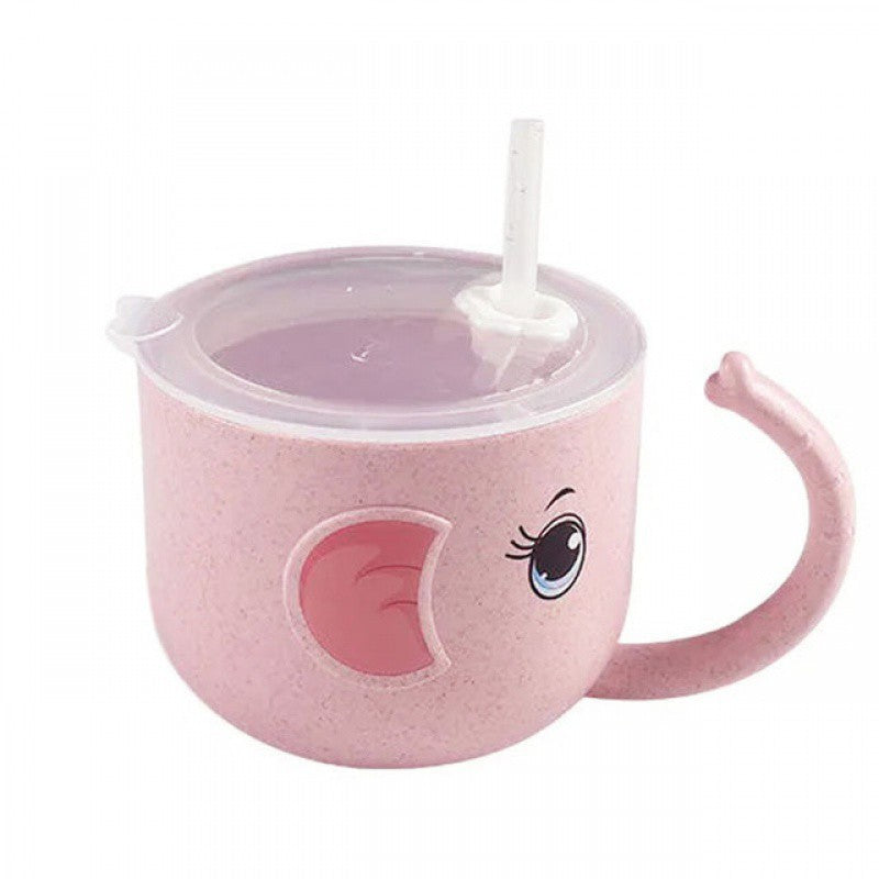 Cozy Cub Baby Straw Mug made of spill-proof silicone, beige feeding bottle for infants with a durable, child-friendly design.
