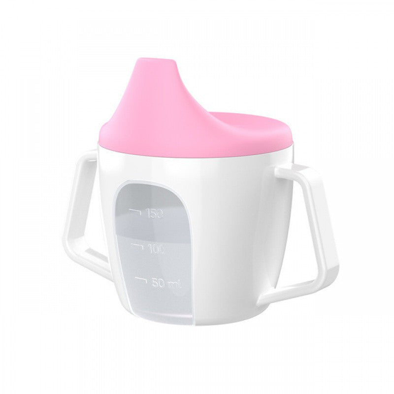 Cozy Cub Baby Straw Mug, spill-proof silicone feeding bottle in beige, designed for infants with a durable, easy-to-clean construction.