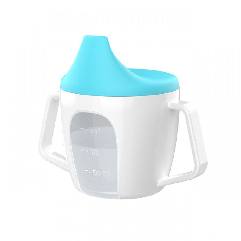 Cozy Cub Baby Straw Mug made of spill-proof silicone, beige feeding bottle designed for young children.