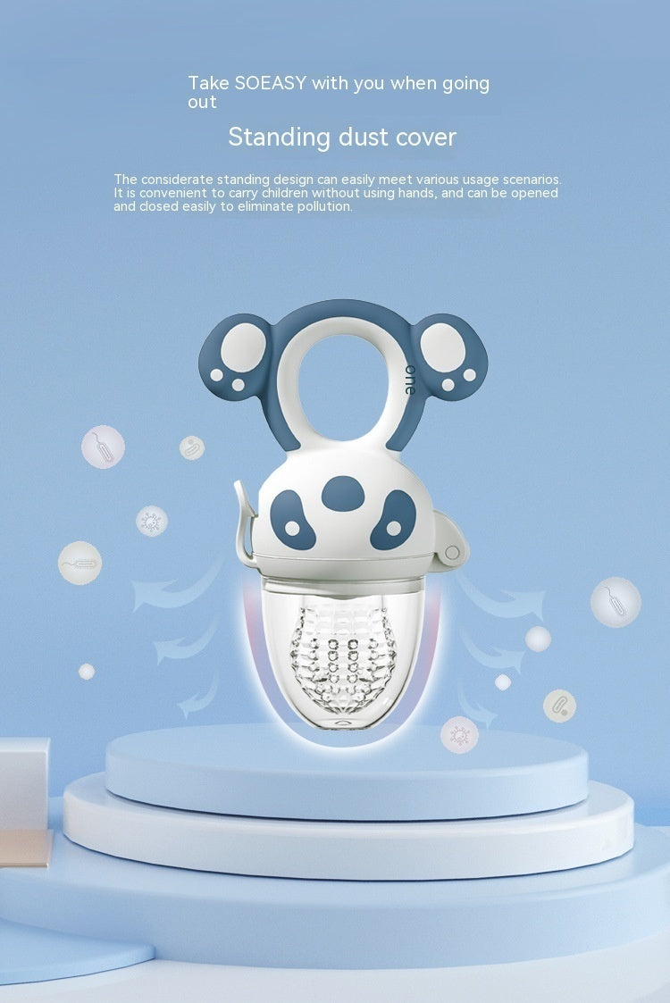 Cozy Cub Baby Fruit Feeder Teether with silicone mesh, molar rod, and pacifier design for soothing feeding and teething relief.