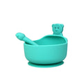 Cozy Cub baby feeding set with green silicone bowl and spoon, food-grade 3-piece silicone feeding set for infants