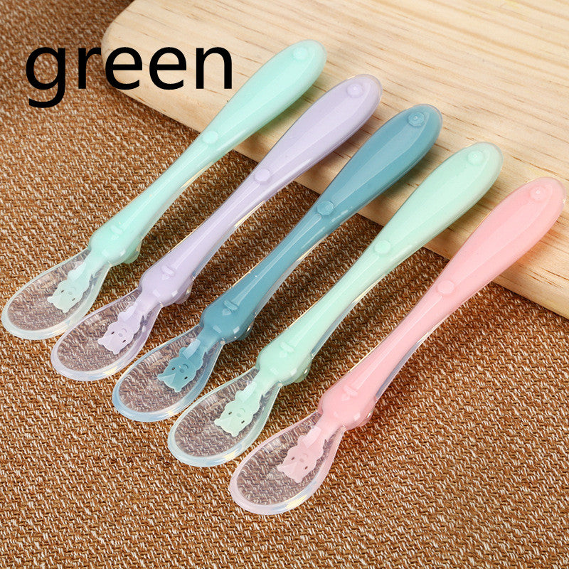 Cozy Cub Baby Silicone Spoon in pink, soft infant feeding utensil designed for gentle feeding and easy handling.