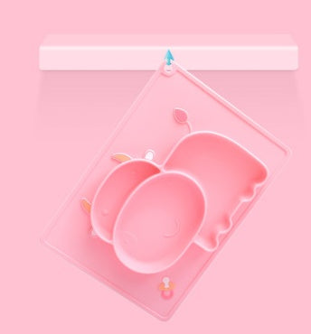 Pink Cozy Cub cartoon silicone suction bowl for infants, a colorful feeding dish with a fun cartoon design for easy feeding.