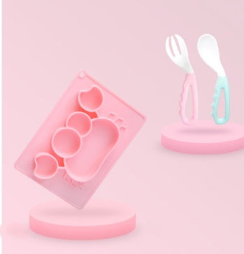 Pink Cozy Cub cartoon suction bowl for infants, silicone feeding dish with colorful cartoon design and secure suction base.