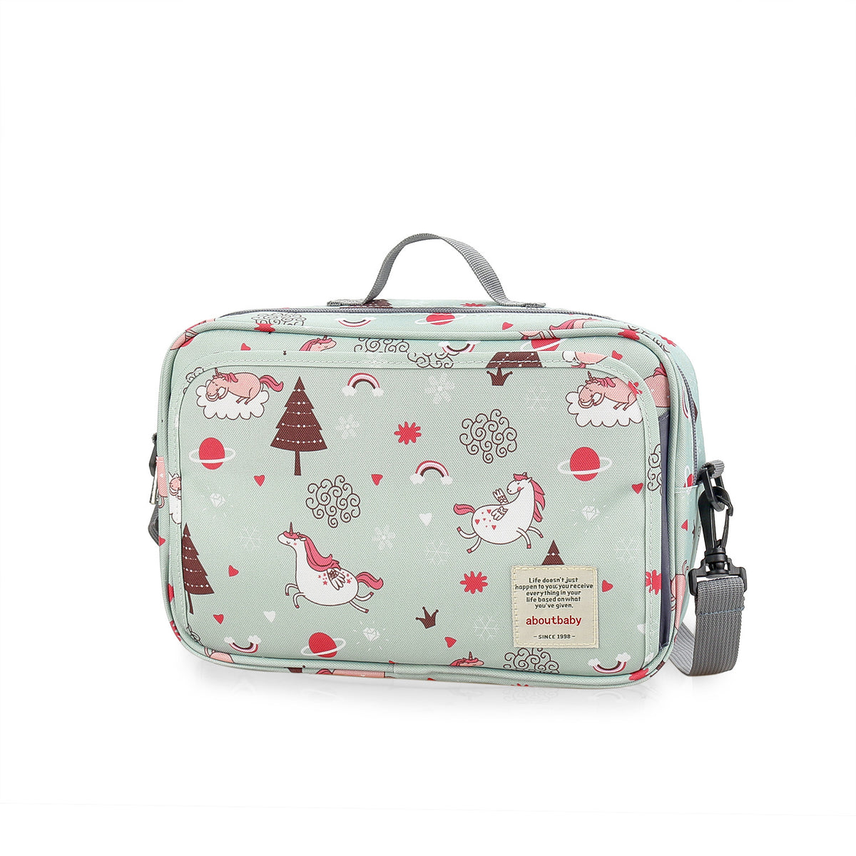 Cozy Cub portable diaper storage mommy bag with multiple compartments, designed for baby outings and nursery organization