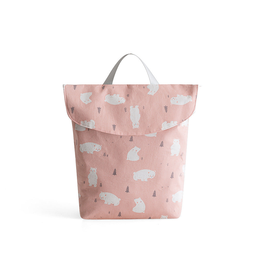 Cozy Cub nursery baby diaper storage bag in grey with a cute fox print, portable organizer for busy on-the-go parents