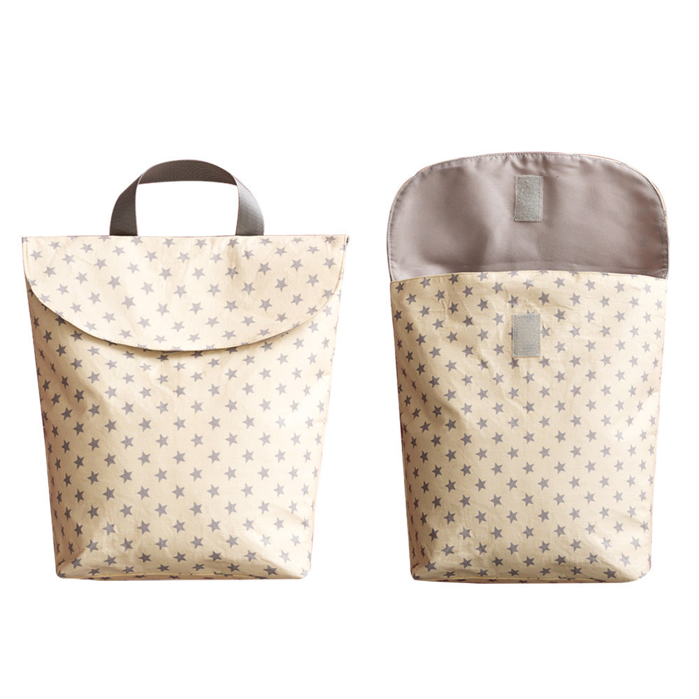 Gray Cozy Cub nursery baby diaper storage bag with a cute fox design, portable organizer for on-the-go parents.