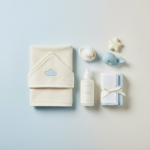 Cozy Cub Bath Time Essentials Set featuring a plush orange pig and lion for children, perfect for fun bath experiences.
