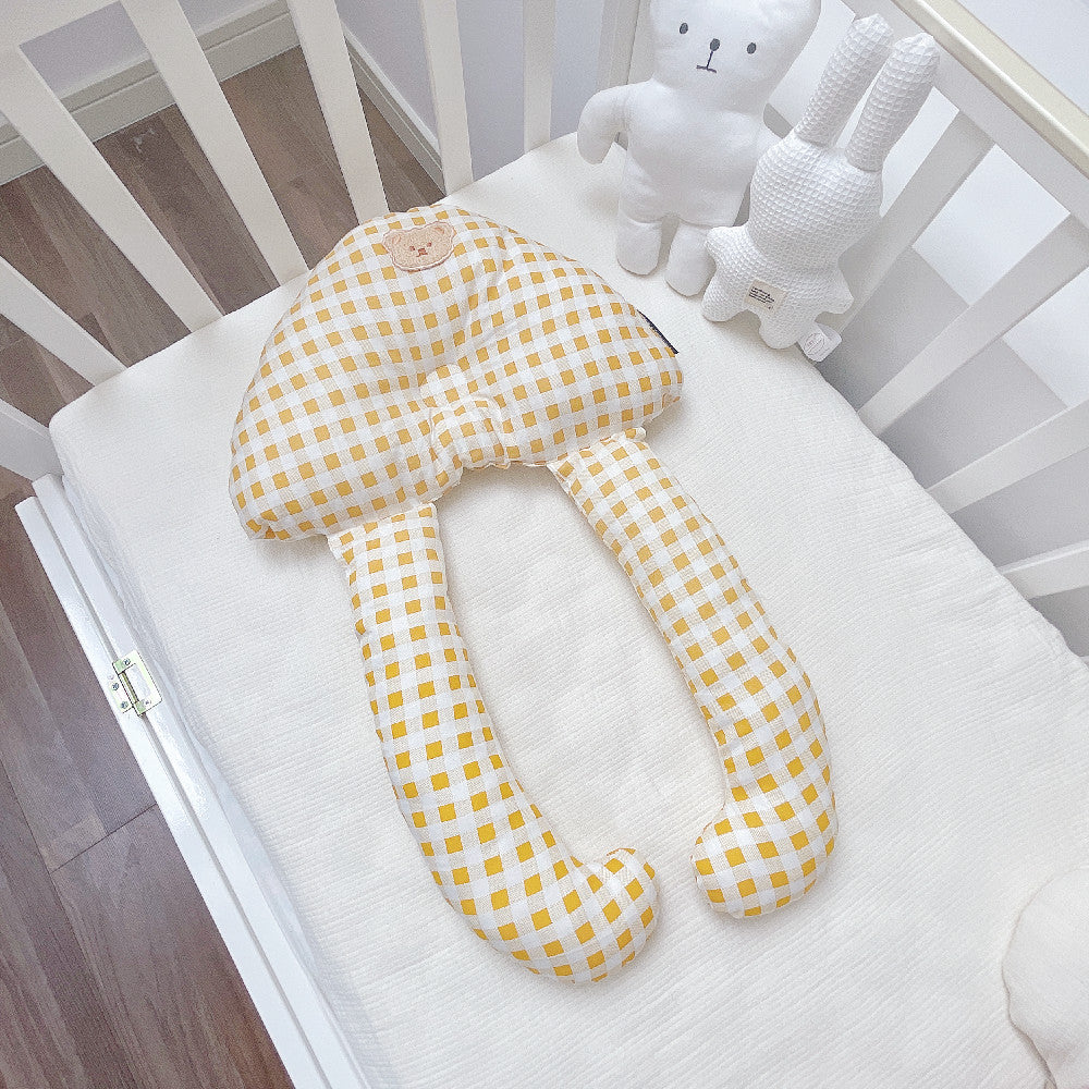 Cozy Cub Baby Soothing Pillow Set featuring soft cotton sleep pillow with a bear design, ideal for infant sleep comfort