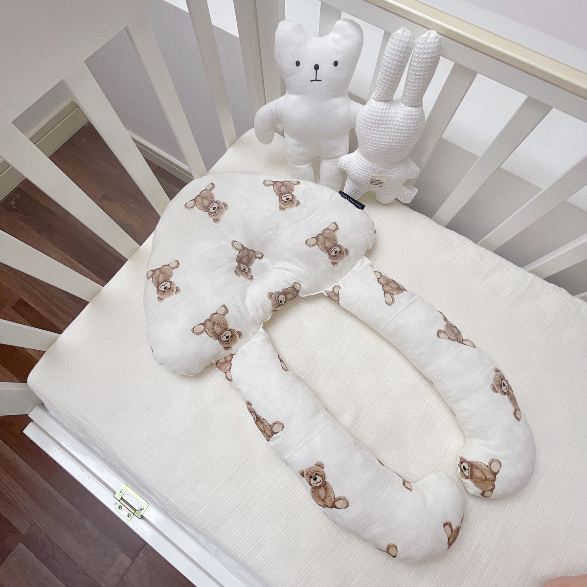 Cozy Cub baby soothing pillow set made of soft cotton, designed for infant sleep comfort, featuring a gauze bear pattern.