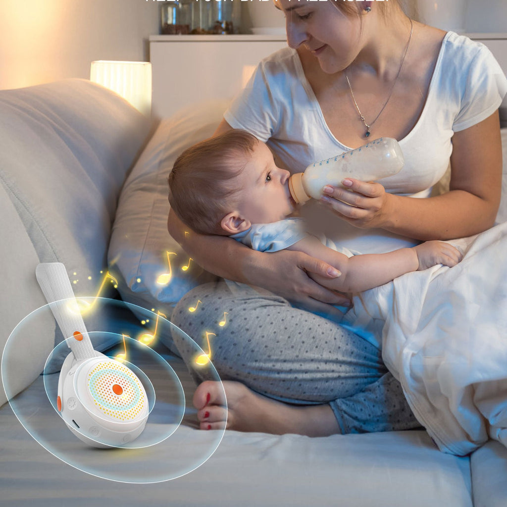 Cozy Cub portable white noise machine for babies, compact travel sleep aid with USB power source, perfect for calming infants.