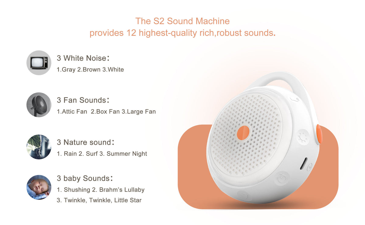 Cozy Cub portable white noise machine for babies, compact travel sleep aid with USB power, designed to soothe and help babies sleep.