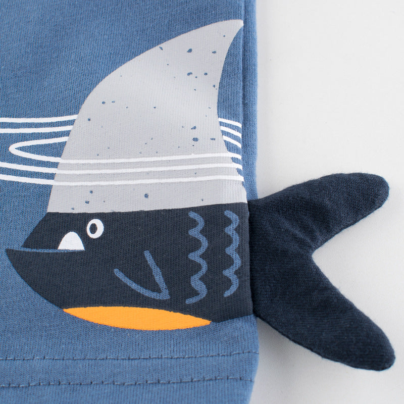 Navy blue Cozy Cub baby kids short sleeve T-shirt by eprolo, soft cotton everyday top for toddlers, size 90cm