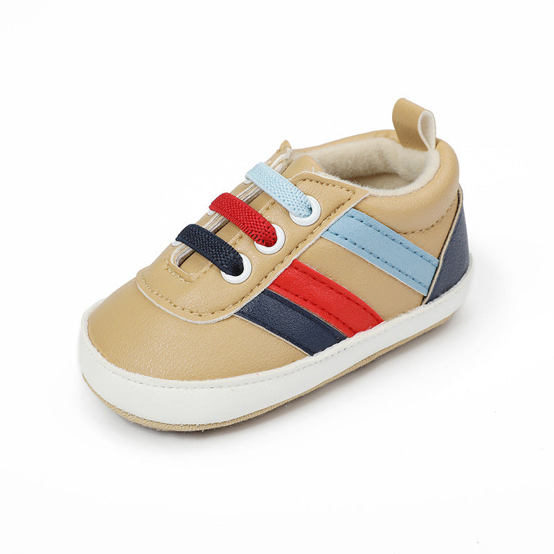 Eprolo baby boy toddler shoes in apricot, 11cm, spring and autumn indoor anti-fall shoes for baby boys.
