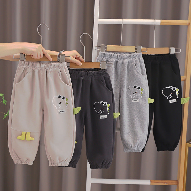 Beige Cozy Cub baby autumn leisure pants by eprolo, soft casual toddler bottoms with comfortable fit and elastic waistband.