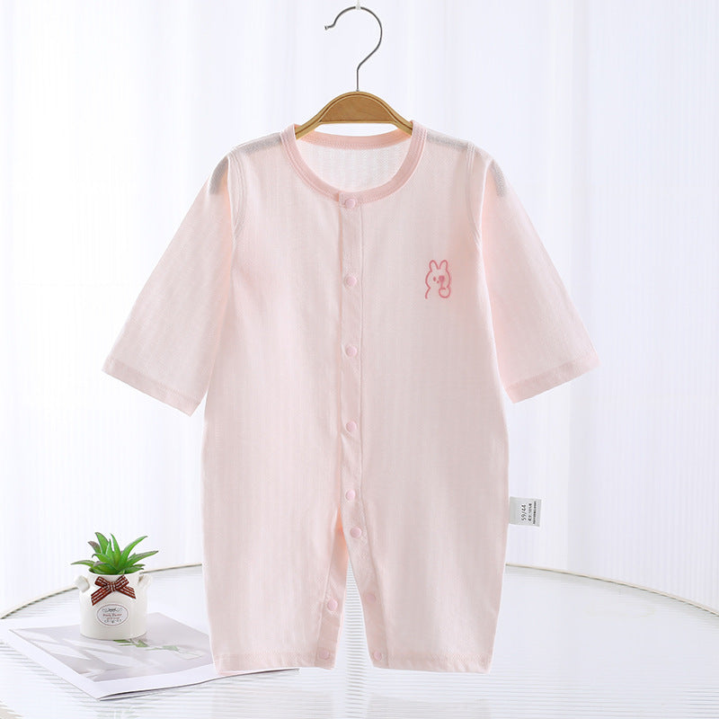 Blue pure cotton summer romper and pajama set by eprolo, featuring a comfortable, breathable design for warm weather.