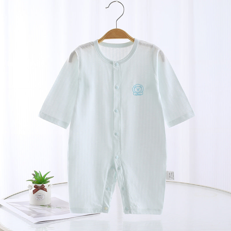 Blue pure cotton summer romper and pajama set by eprolo, featuring a comfortable, lightweight design for warm weather.