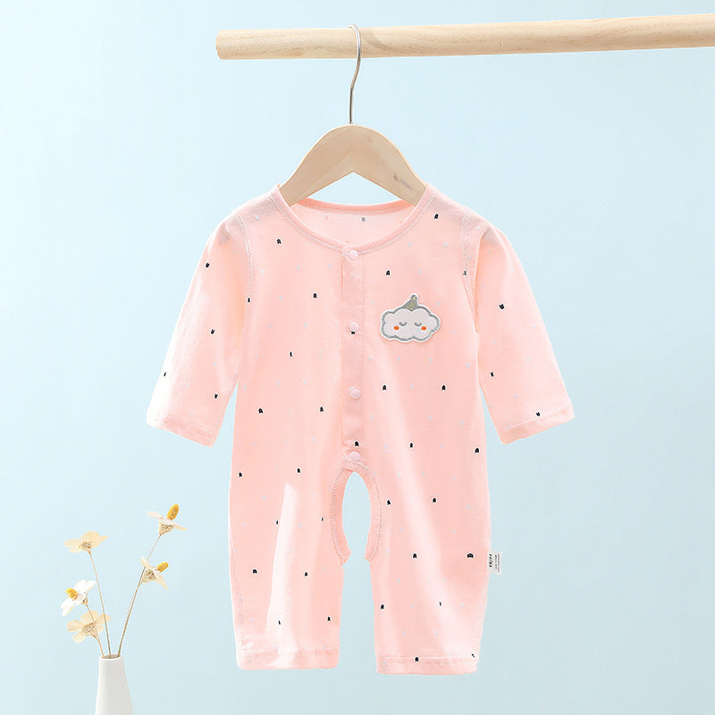 Blue pure cotton snap-bottom baby romper from eprolo, designed for comfort and easy dressing, size 59cm.