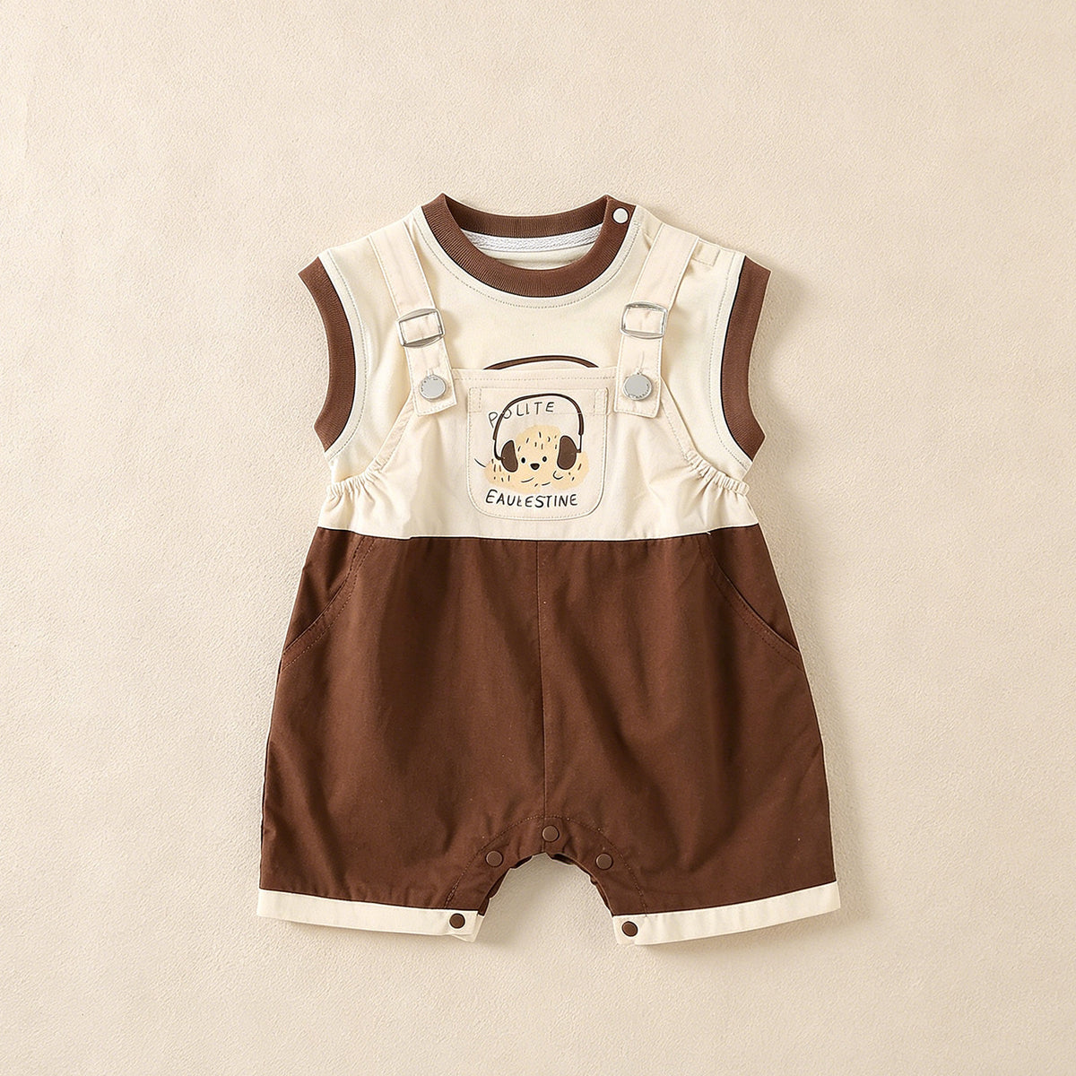 Brown Cozy Cub baby lightweight 2-piece separated set by eprolo, breathable infant outfit for comfortable wear.