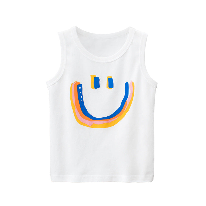 Soft sleeveless baby vest by eprolo in noble blue, showing a comfortable, sleeveless design for infants 90cm tall.