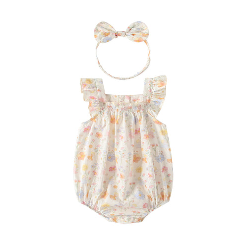 Colorful breezy sleeveless baby romper by eprolo with playful patterns and soft fabric suitable for warm weather.