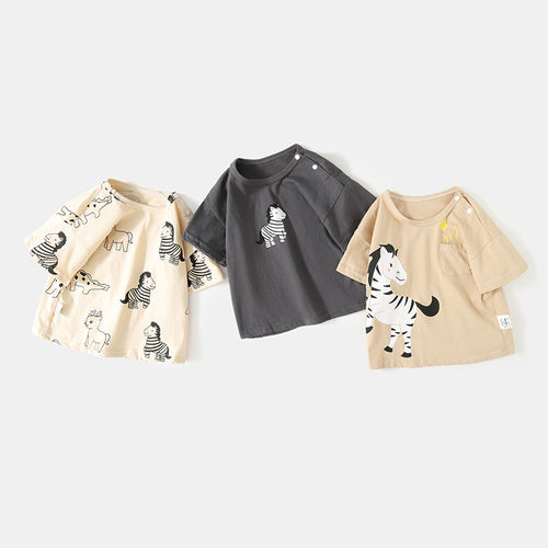 Gray eprolo Classic Baby Short-Sleeve Top with soft fabric and simple design, ideal for comfortable baby wear.