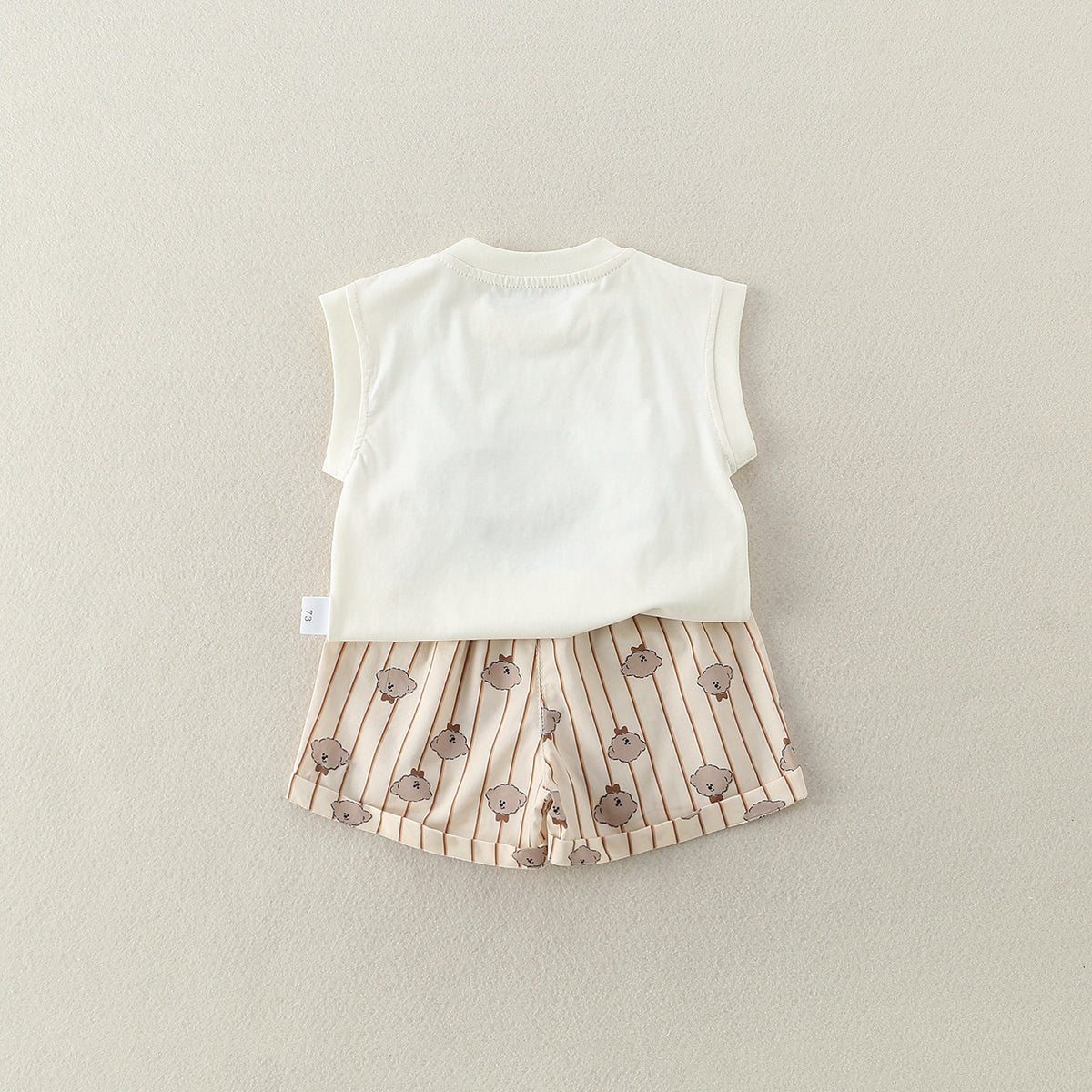 Unisex khaki lightweight sleeveless baby onesie by eprolo, cozy cub design, perfect for summer wear, size 73cm.